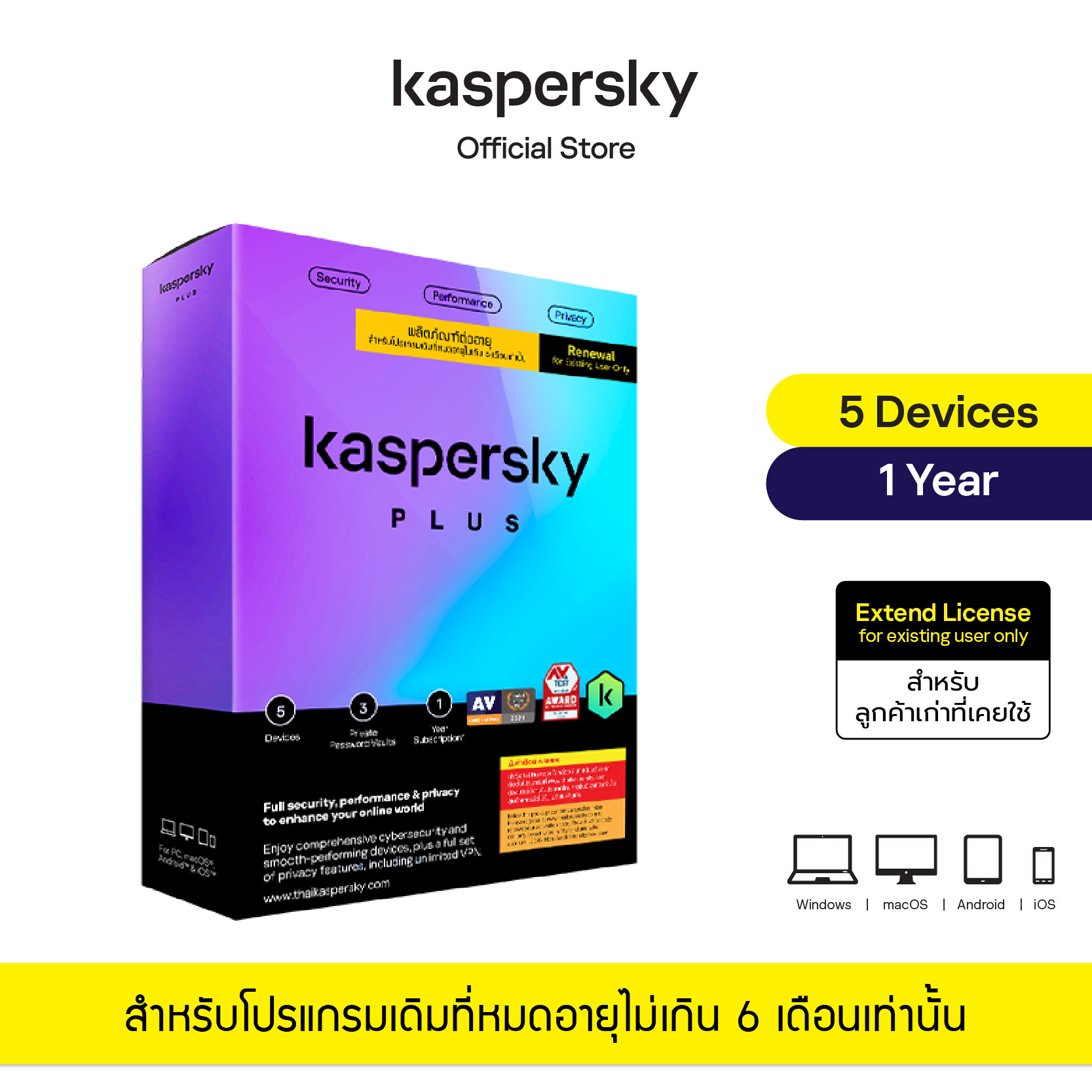Kaspersky Plus 5 Devices 1 Year (Extend License)