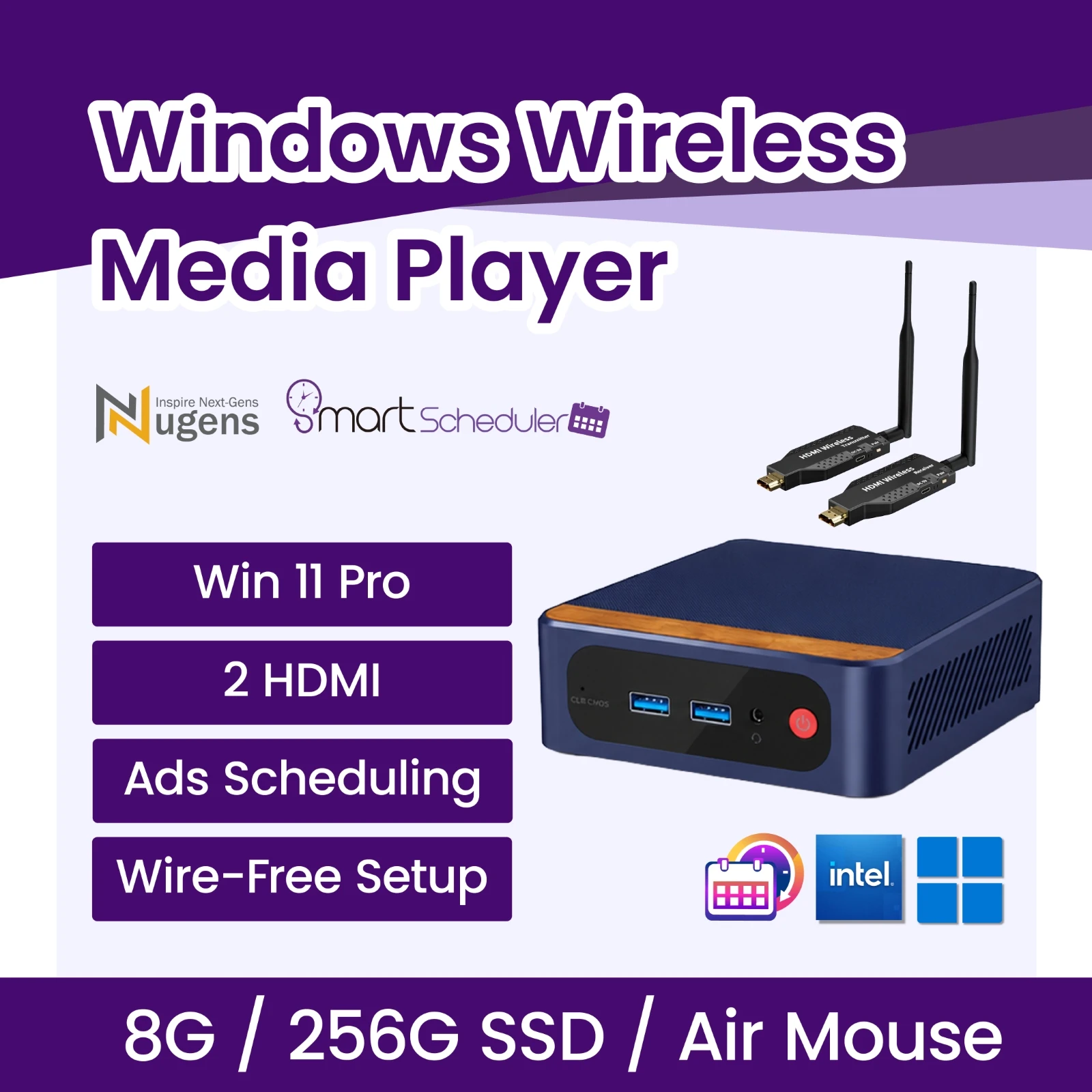 Mini PC N100 Windows Media Player Wireless Med 